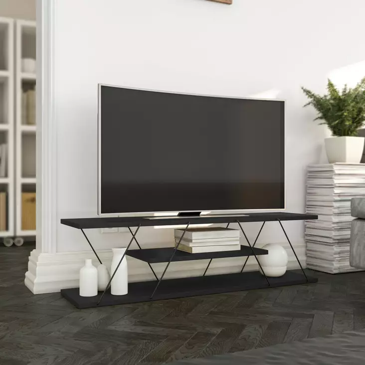 TV-bänk Hanah Home Canaz v2 Antracit Grå Spånskiva 120x33x33 cm - TV-bänkar - 8681875883091 - 1