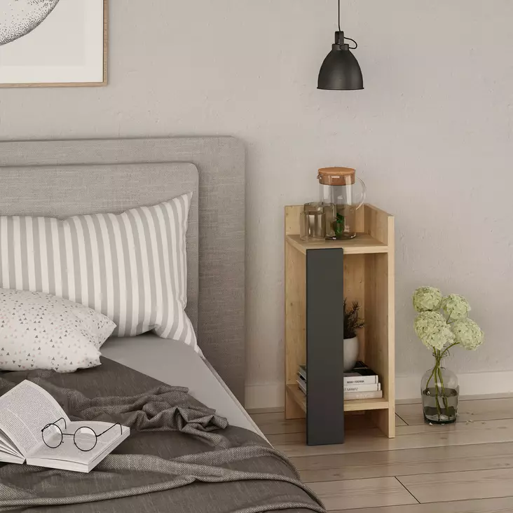 Sängbord Hanah Home Elos Right Ek Antracit Spånskiva 25x60x27 cm - Nattduksbord - 8681875274011 - 1