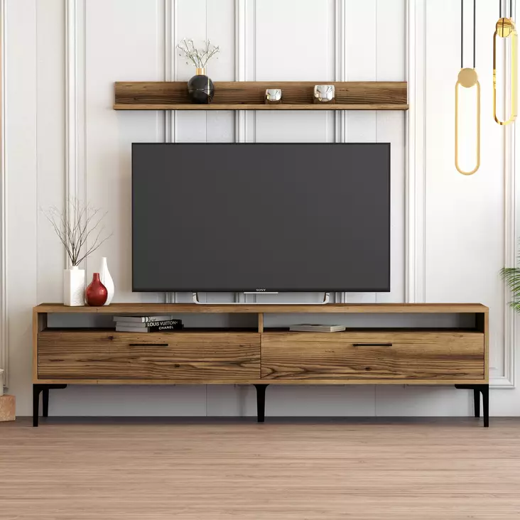 TV-bänk Hanah Home Istanbul Valnöt Spånskiva 180x47x35 cm - TV-bänkar - 8683342718981 - 1