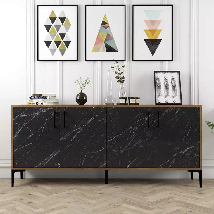 Konsolbord Hanah Home Kiev Valnöt Svart Spånskiva 180x78x35 cm - Byråer och skåp - 8683342460941 - 1
