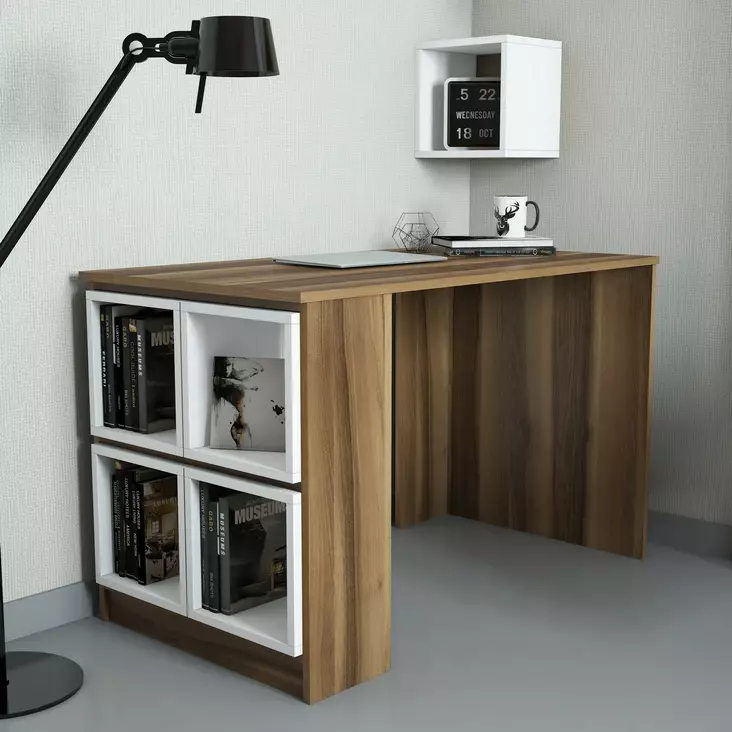 Skrivbord Hanah Home Box Valnöt Vit Spånskiva 120x75x65 cm - Skrivbord - 8681875184181 - 1