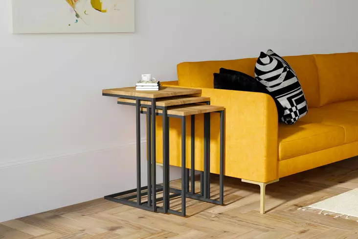 Nestingbord Hanah Home Pino Valnöt Svart Spånskiva 40x60x40 38x56x34 38x52x28 cm - Sidobord och extrabord - 8681875683431 - 1