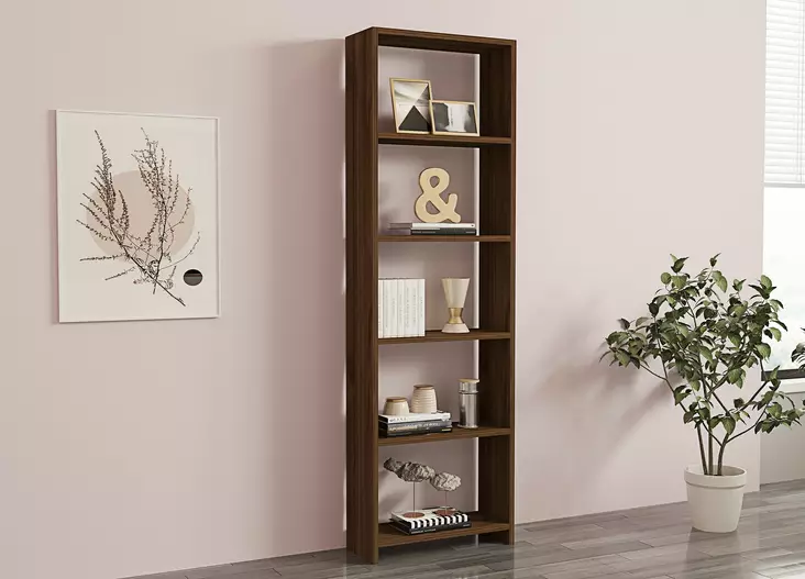 Bokhylla Hanah Home New Valnöt Spånskiva 50x160x19,6 cm - Bokhyllor - 8681875449501 - 1