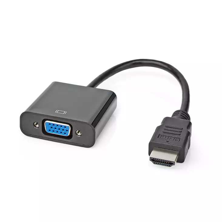 HDMI Adapter | HDMI Kontakt | VGA hona 15p / 3.5 mm Hona | Nickelplaterad | Rak | PVC | Svart | 1 st. | Låda - HDMI-kablar - 5412810288571 - 1