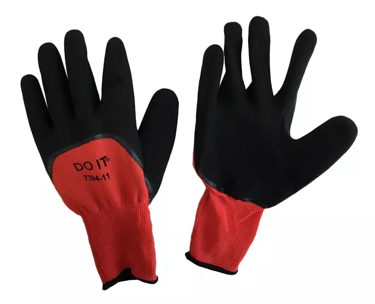 Hanskat Dolt 13G, koko 11 Puna-musta - Belagda handskar - 6430066036271 - 1