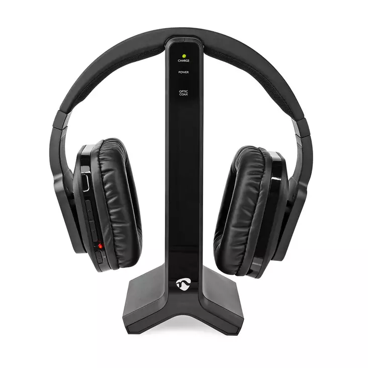 Trådlösa TV-hörlurar | Wi-Fi | Over-Ear | Batteri 1 driftstid standardanvändning: 480 min | 25 m | Digitalt ljud | Svart - Trådlösa hörlurar - 5412810412181 - 1