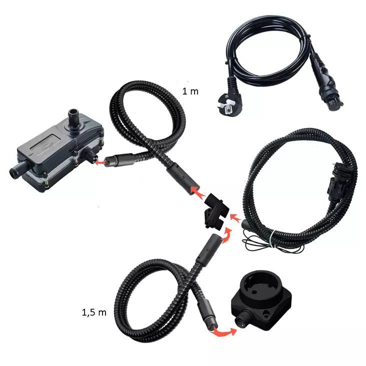 Motorwerk Qtherm 1000W motorvärmare med förgreningssats - Bilvärme - 6438014379081 - 1