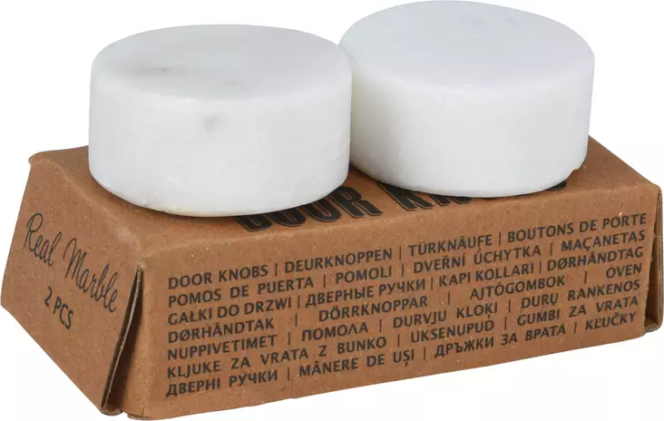 Dörrknopp Marmor 2 st, Vit - Dekorationer, prydnadsföremål - 8720573639361 - 1
