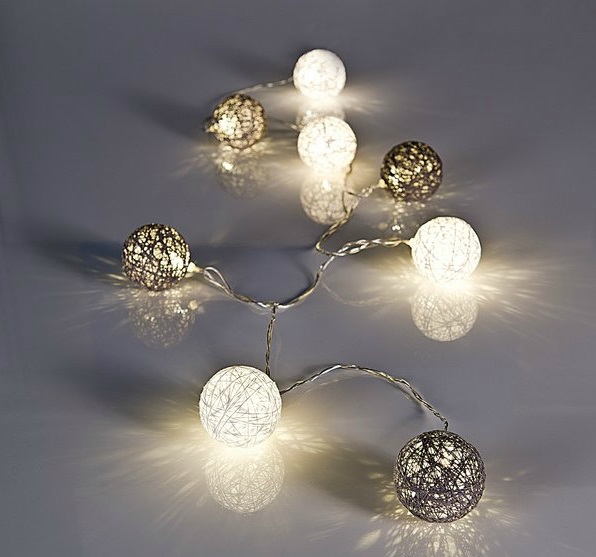 Boll-ljusslinga Julia grå-vit - Ljusslingor - 6438168094311 - 1
