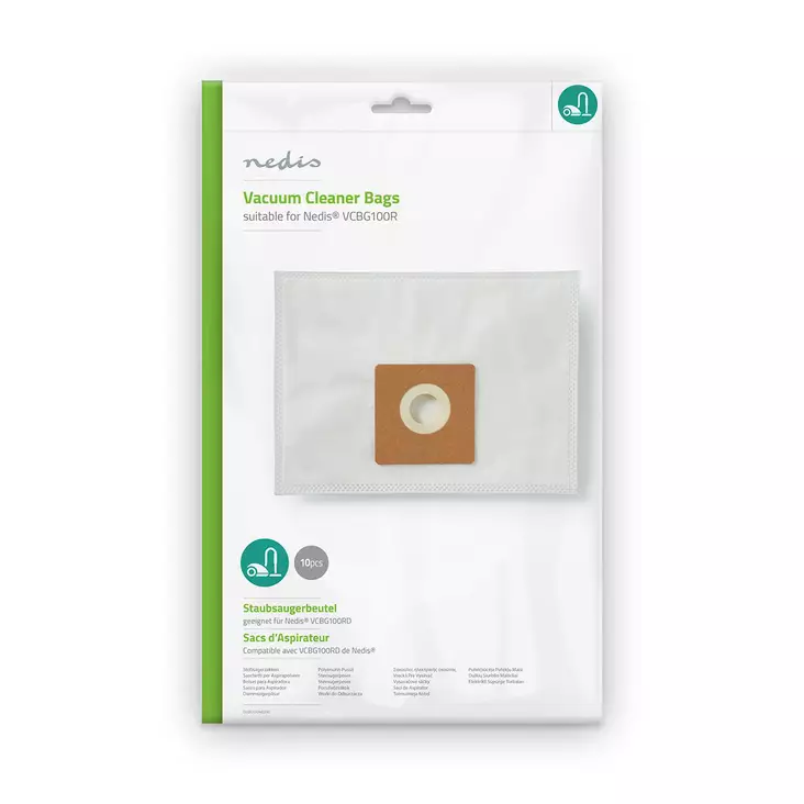 Dammsugarpåse | 10 st. | Syntetisk | Säljs mest för: Nedis VCBG100xx | Vit - Dammsugarpåsar - 5412810309771 - 1