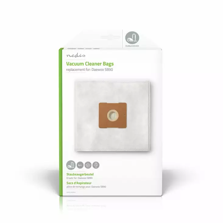 Dammsugarpåse | 4 st. | Syntetisk | Säljs mest för: Daewoo SB90 | Vit - Dammsugarpåsar - 5412810285631 - 1