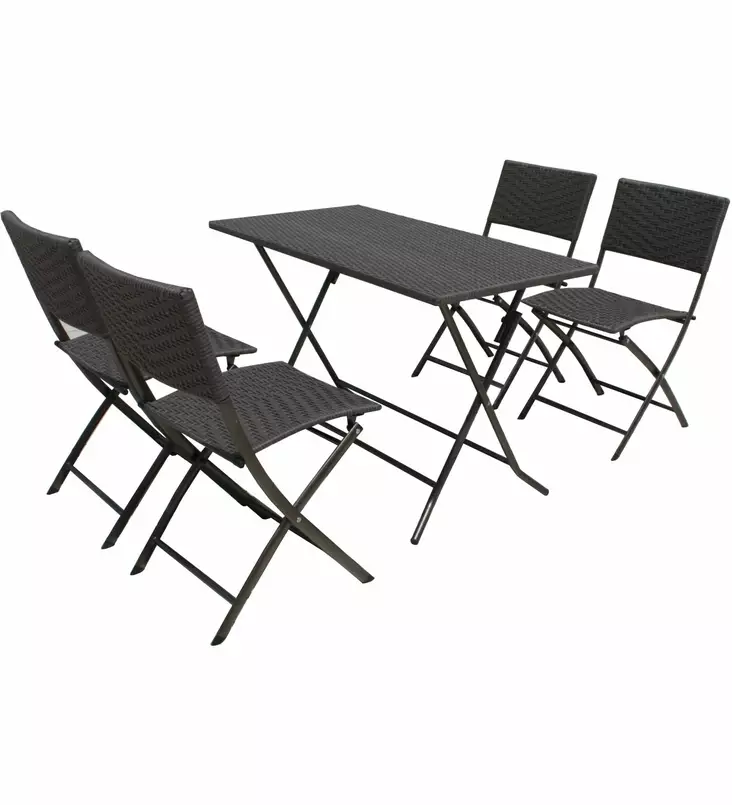 Puutarhap=C3=B6yt=C3=A4ryhm=C3=A4 nelj=C3=A4 tuolia musta - Trädgårdsmöbelgrupper - 6438014147901 - 1