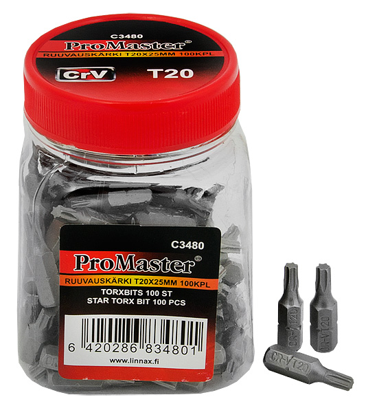 Skruvbits T20 x 25mm 100st - Skruvbits och hållare - 6420286834801 - 1
