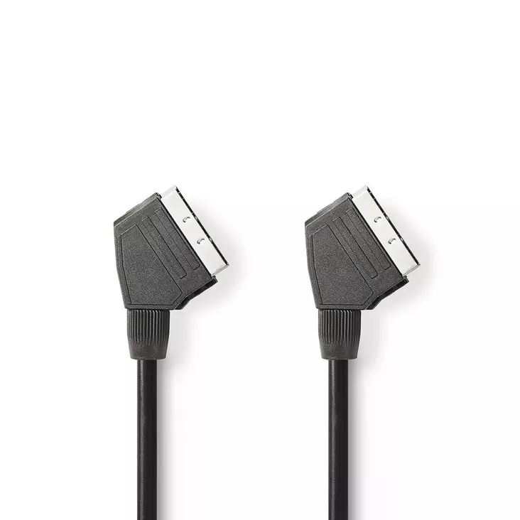 SCART-kabel | SCART Hane | SCART Hane | Nickelplaterad | 480p | 2.00 m | Rund | PVC | Svart | Låda - HDMI-kablar - 5412810289721 - 1