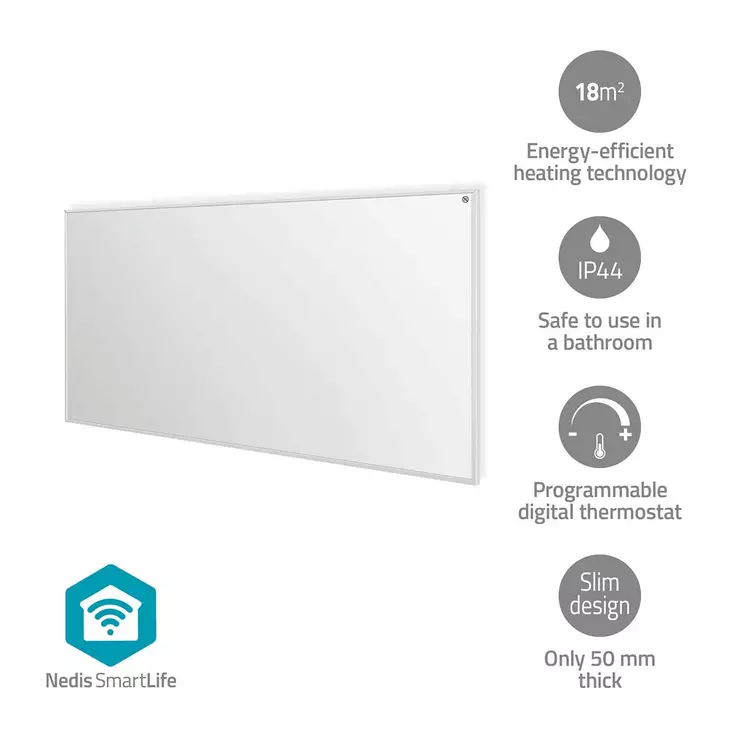 Infrared Heating Panel | 700 W | 1 Heat Setting | Adjustable thermostat | Remote control | IP44 | White - Uppvärmning - 5412810444311 - 1