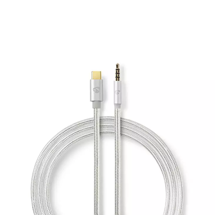 USB-C Adapter | USB 2.0 | USB-C Hane | 3.5 mm Hane | 1.00 m | Rund | Guldplaterad | Flätad / Nylon | Aluminium | Kartong med täckt fönster - Dator och nätverk - 5412810313051 - 1