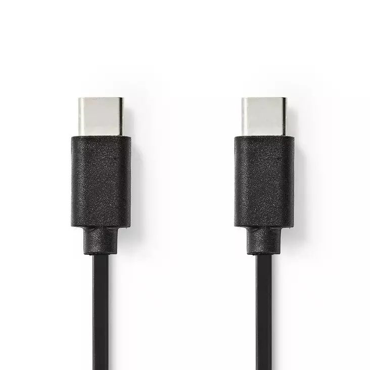 USB-kabel | USB 2.0 | USB-C Hane | USB-C Hane | 60 W | 480 Mbps | Nickelplaterad | 1.00 m | Rund | PVC | Svart | Låda - Dator och nätverk - 5412810288991 - 1