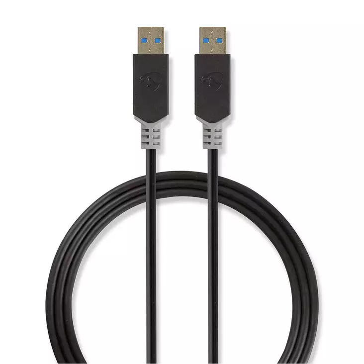 USB-kabel | USB 3.2 Gen 1 | USB-A Hane | USB-A Hane | 5 Gbps | Guldplaterad | 2.00 m | Rund | PVC | Antracit | Låda - Dator och nätverk - 5412810263561 - 1