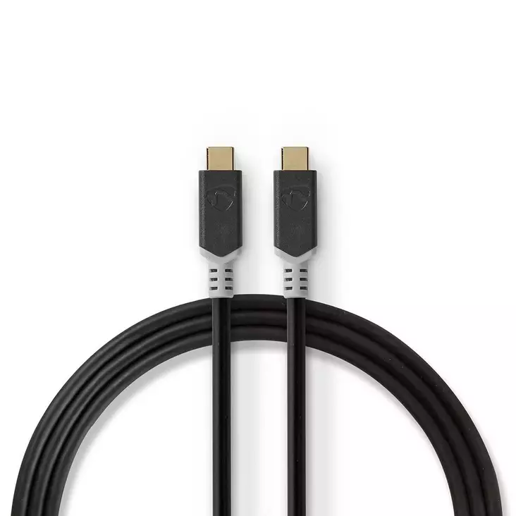 USB-kabel | USB 3.2 Gen 2x2 | USB-C Hane | USB-C Hane | 100 W | 4K@60Hz | 20 Gbps | Guldplaterad | 2.00 m | Rund | PVC | Antracit | Låda - Dator och nätverk - 5412810332991 - 1