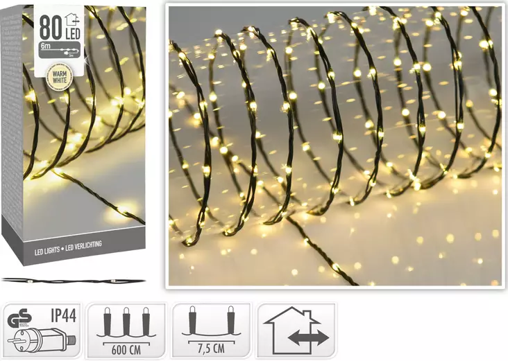 Ljusslinga 80led varm vit - Ljusslingor - 8719987973161 - 1