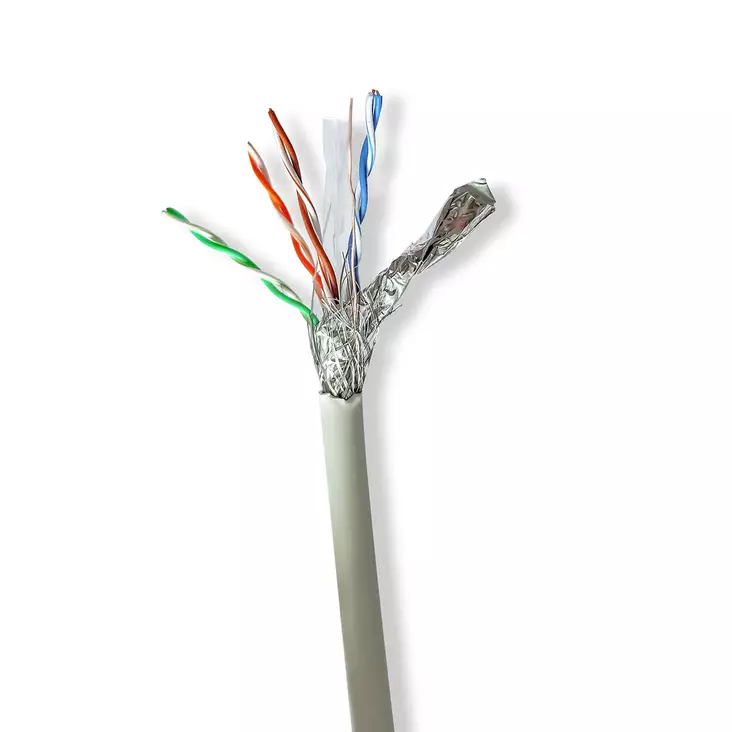 CAT6 nätverkskabel rulle | Stranded | S/FTP | Bar koppar | 100 m | Inomhus | Rund | LSZH | Grå | Dragkorg - Dator och nätverk - 5412810403691 - 10