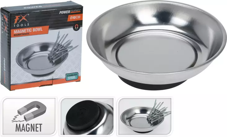 FX Tools Magnetisk Skål i Rostfritt Stål 10 cm – Håll Delarna Säkra - Andra handverktyg - 8718158645081 - 1