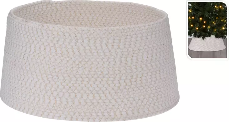 Julgranskjol 57?cm vit-guld flätat bomullssnöre, elegant och varm inredningsdetalj - Juldekorationer och textilier - 8720573347211 - 1