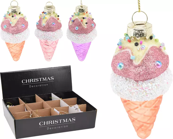 Glittrig Glassstrut Juldekoration 9?cm – Färgglad och Lekfull Upphängbar Glasdekoration för Julen - Juldekorationer och textilier - 8721037253451 - 1