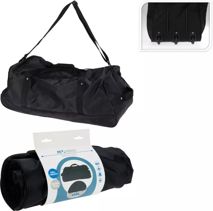 Stor 110L svart resväska med tre hjul – hållbar och lätt väska för resa och sport - Ryggsäckar och väskor - 8721037329781 - 1