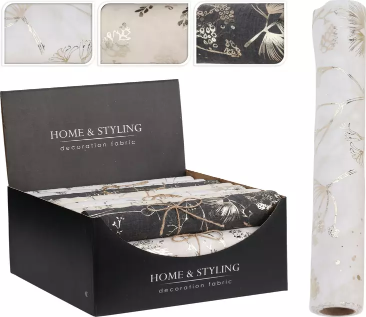 Home & Styling DECO ROLL dekorväv 30x3 cm – elegant metallskimrande tyg för inredning - Juldukning för julen - 8721037520881 - 1