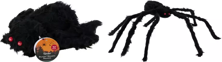 Halloween Spindeldekoration 90cm Svart Luddig Festdekoration med Röda Ögon för Stämningsfull Inredning - Festdekorationer - 8721037550321 - 1