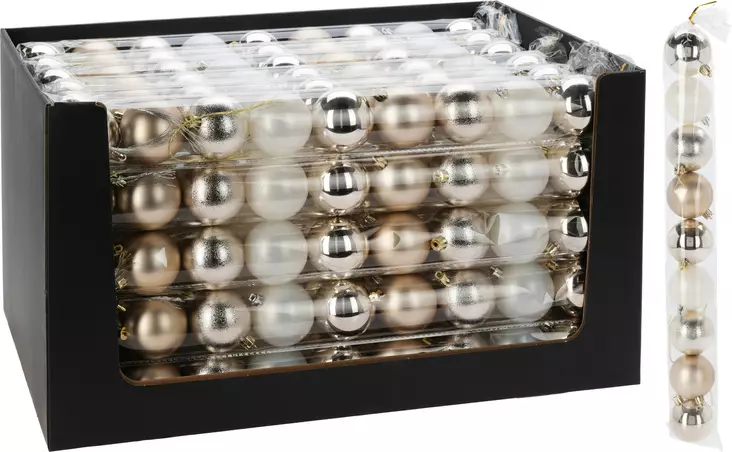 Julgranskulor 9 st 60 mm guld och pärlvitt – blank, matt och glittrande stil - Juldekorationer och textilier - 8721037573801 - 1