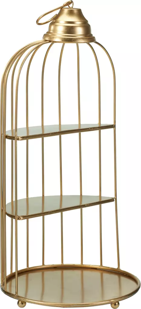 Dekorativ gyllene metallbur 42?cm – elegant inredningselement för växter, ljus och dekorationer - Dekorationer, prydnadsföremål - 8721037591911 - 1