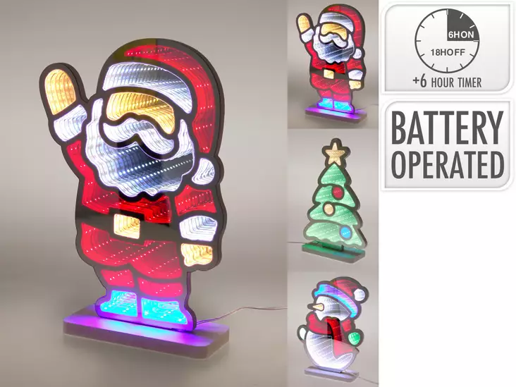 Spegeleffekt Infinity LED Julbelysning – Batteridriven 3D Dekoration för Inomhusbruk, med Timer - Juldekorationer och textilier - 8721037696661 - 1