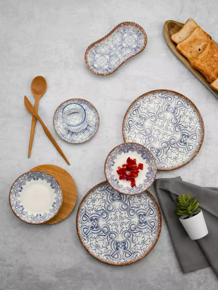 Frukostset Hermia Blå Brun Vit Porslin 26 Delar - Serveringsfat - 8684282614791 - 1