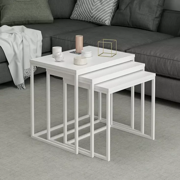 Nestingbord Hanah Home Evia Vit Spånskiva 55x50x40 cm 50x46x38 cm 45x42x36 cm - Bord - 8683742465621 - 1