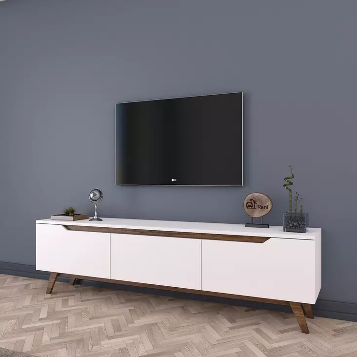 TV-bänk Hanah Home D1 794 Vit Valnöt Spånskiva 180x48,6x35 cm - TV-bänkar - 8681875460971 - 1