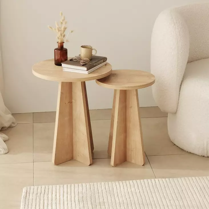 Nestingbord Hanah Home Mushroom Spånskiva Sapphire Oak 40x50x40 cm 30x45x30 cm - Sidobord och extrabord - 8683742112181 - 1