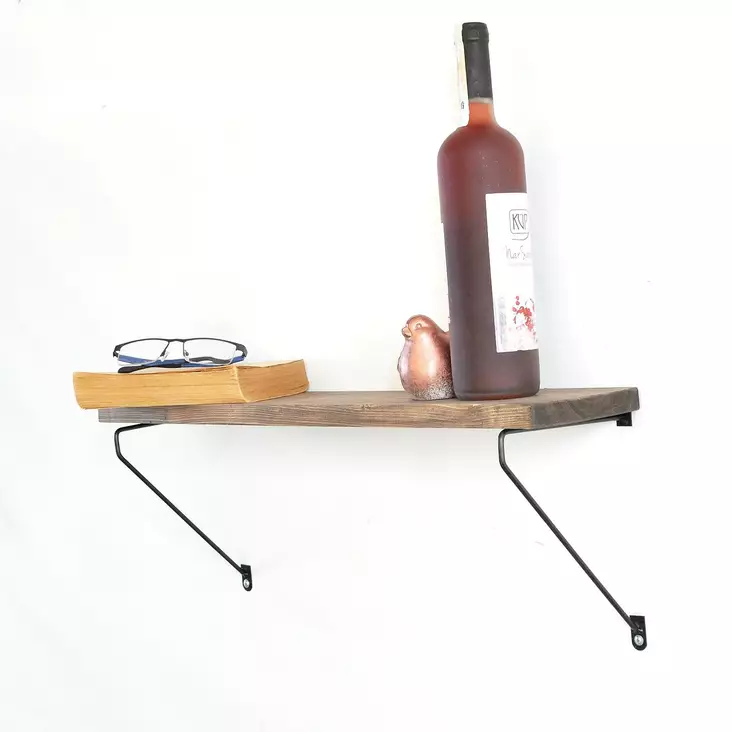 Dekorativ vägghylla i trä, svart, 60 cm x 20 cm x 14 cm, hållbar, lätt att installera - Hylla och klädhängare - 8681875569711 - 1