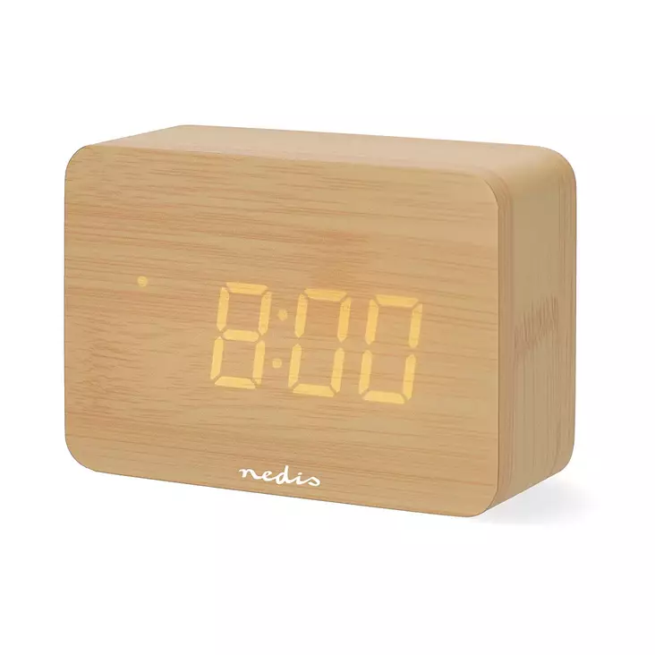 Digital skrivbords alarmklocka | LED | Bakgrundsbelysning | Snooze-funktion | Datum display | Inomhus temperatur | Trä - Klockor - 5412810473991 - 1