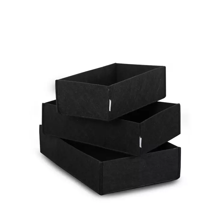 Skrivbordsorganisatör Aberto Design Felt Black Filt 32x21x7,5 cm 29x17,5x7,5 cm 25,5x14x7,5 cm - Förvaringslådor och korgar - 8683342858311 - 1