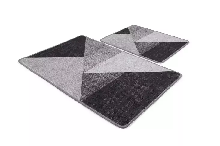 Badrumsmatta Set Mijölnir Grå 100% Polyester Antibakteriell Halkfri 50x60 cm & 60x100 cm - Badrumsmattor och våtrumsmattor - 8683342801041 - 1