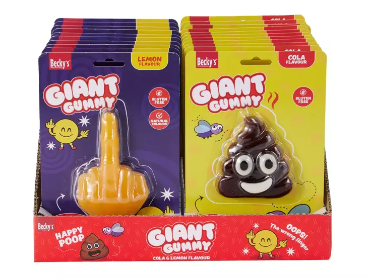 Stor gummigodis med bajs- eller långfingerform 80 g - Godis - 8713305821851 - 1
