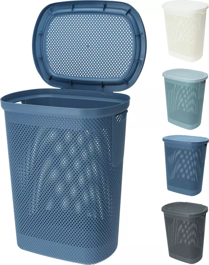 Tvättkorg med lock och ventilationshål 58 liter - Torkställningar och tvättkorgar - 8720573840071 - 1