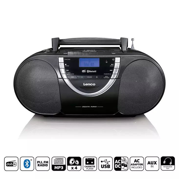 Bärbar DAB+- och FM-radio med CD-kassett och Bluetooth® Svart - Radioapparater - 8711902065111 - 1