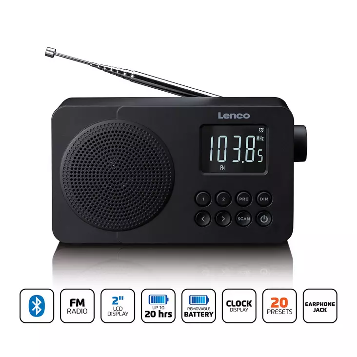 Bärbar FM-radio med Bluetooth® – Svart - Radioapparater - 8711902109341 - 1