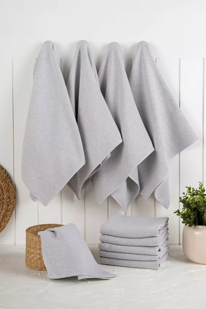 Kökshandduk Set Hermia Eloise Grå Bomull Polyester 10 Delar - Kökstextilier - 8684283207381 - 1