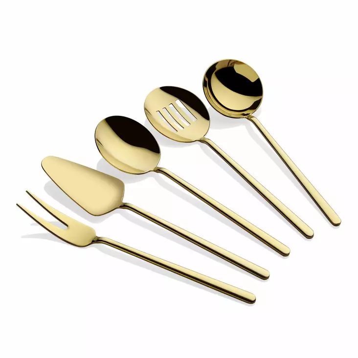Serveringsset Hermia Allegra Guld Rostfritt Stål 5 Delar - Bestick och serveringsredskap - 8684283550531 - 1