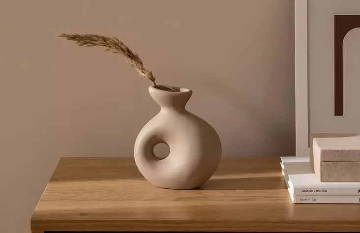 Vas Aberto Design CY0148 Ljusbrun Keramik 14x7x16 cm - Hängande blomkrukor och vaser - 8684282979371 - 1