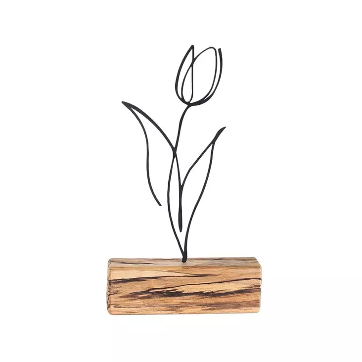 Metalldekoration Aberto Design M036 Svart Metall Trä 17x30x3,5 cm - Dekorationer, prydnadsföremål - 8681875641011 - 1